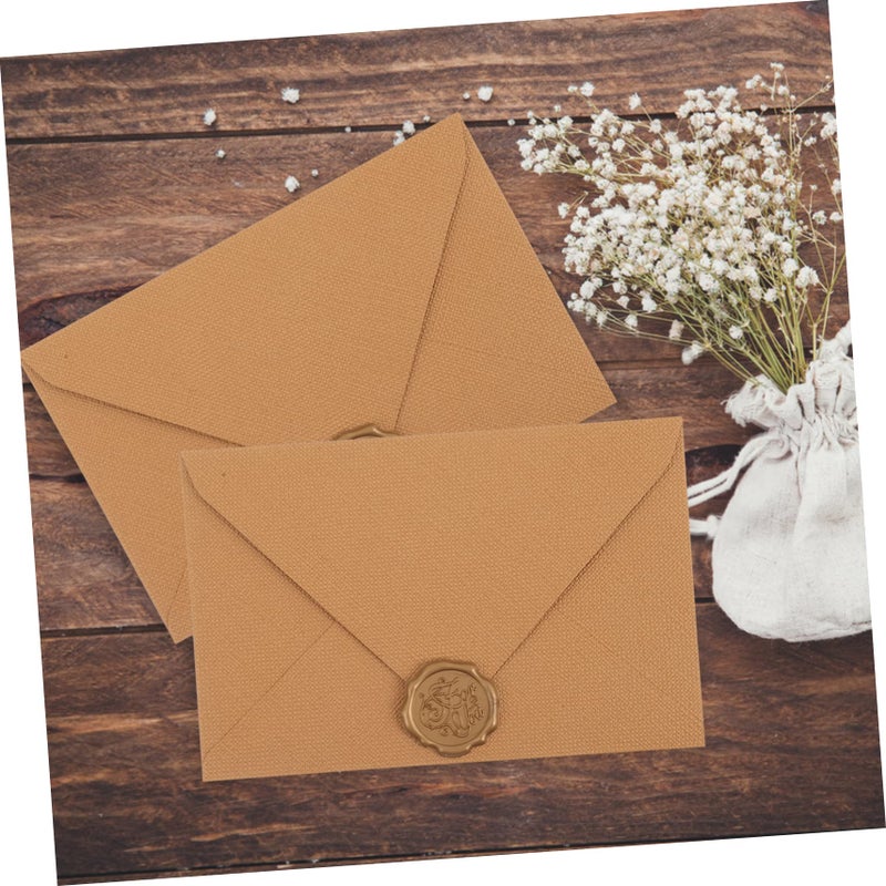 Vintage Blessing Card Envelopes Light Brown Set Of 6 For Wedding Invitations Wax Seal - Image 5