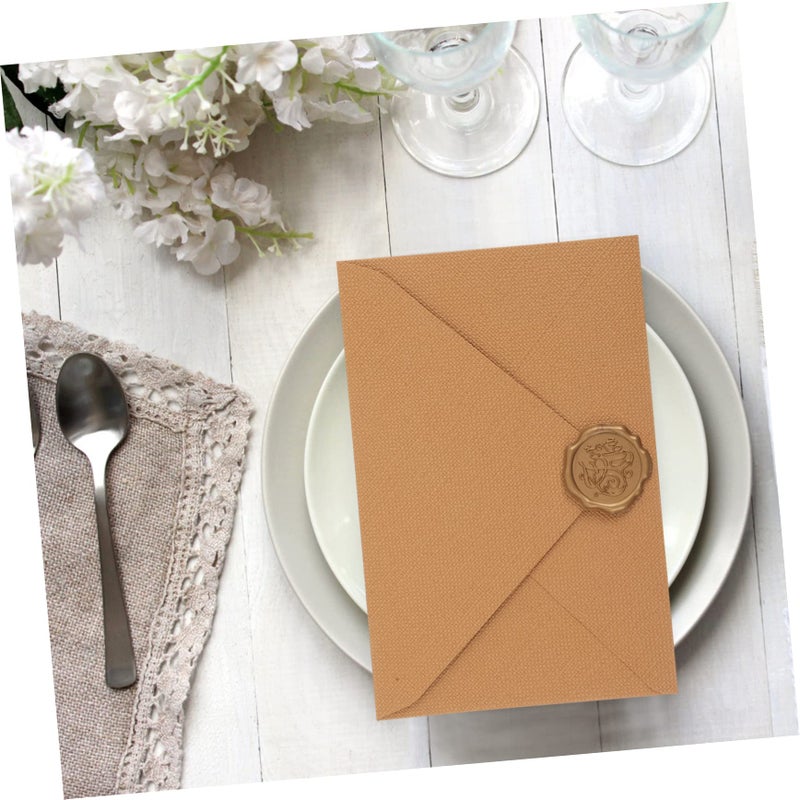 Vintage Blessing Card Envelopes Light Brown Set Of 6 For Wedding Invitations Wax Seal - Image 4