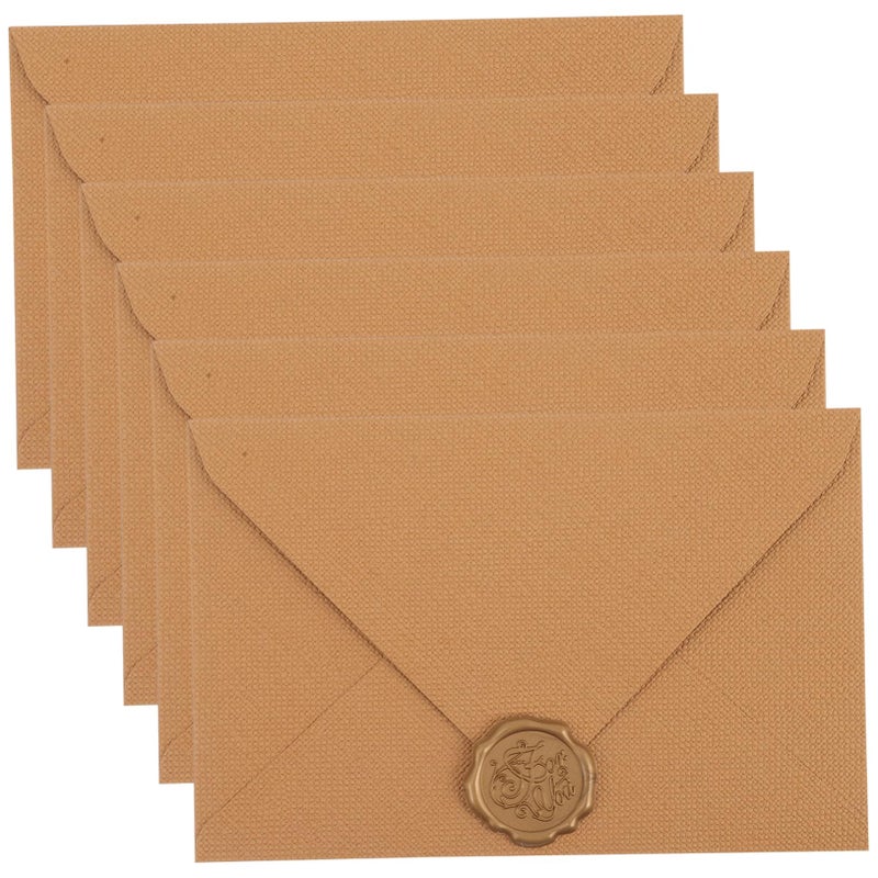 Vintage Blessing Card Envelopes Light Brown Set Of 6 For Wedding Invitations Wax Seal - Image 2