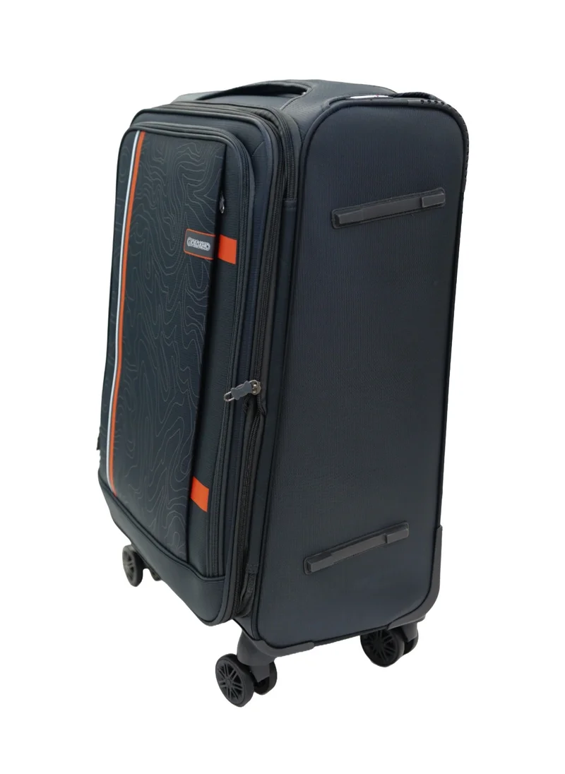 جيوردانو GIORDANO Jodo Series Check-In Medium Suitcase Grey, Soft Nylon Lightweight Durable Expandable 4 Wheels Luggage Trolley Bag 24" With Secure TSA Combination Lock.