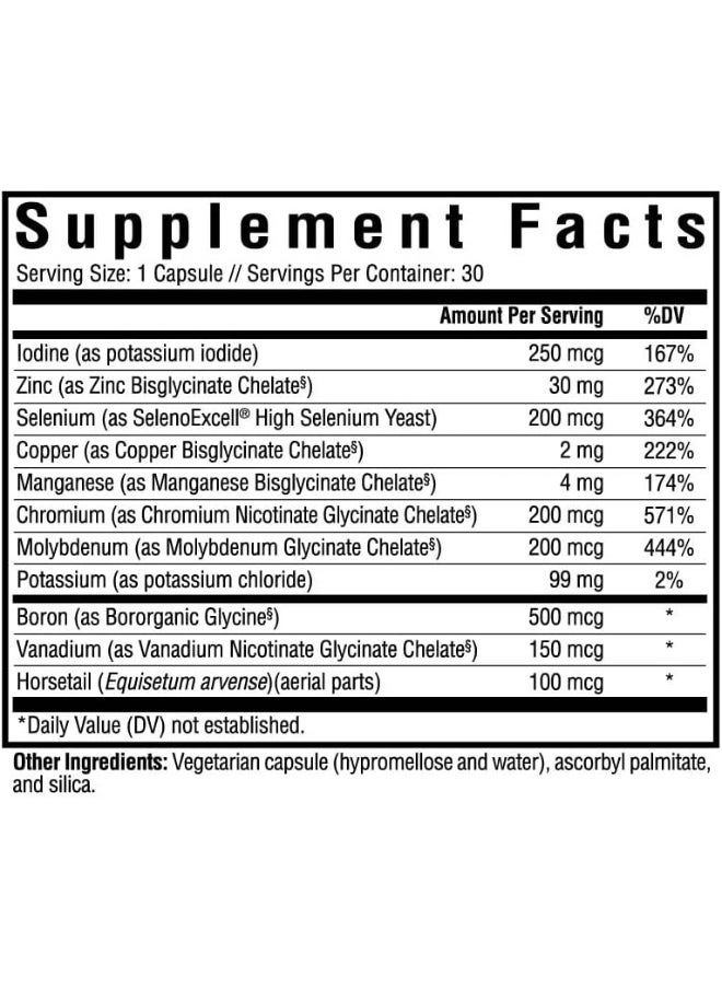 Seeking Health - Seeking Health Trace Minerals Complex - Includes 10 Essential Trace Minerals - Mineral Supplement Supports Immune & Nervous System - Iron-Free - 30 Capsules - Image 1