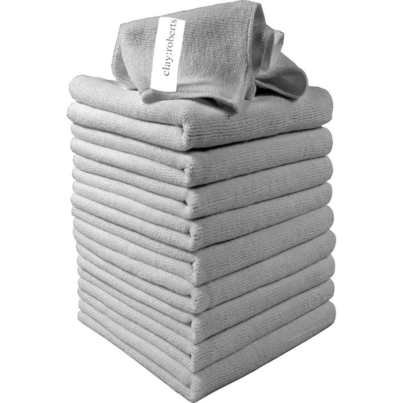 Microfibre Cleaning Cloths 40cm x 30cm  Pack of 10 Grey Machine Washable Polishing Waxing  Dusting Cloth LintFree Kitchen Towel Car Cleaning Microfiber