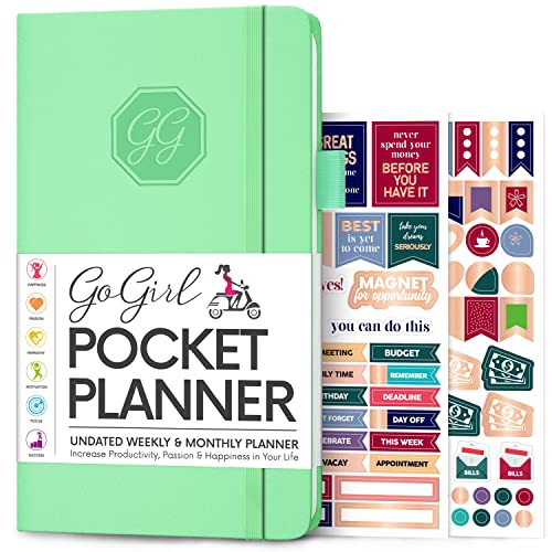 GoGirl Planner and Organizer for Women – Pocket Weekly Planner, Goals Journal & Agenda for Time Management & Productivity. Undated (Mint Green) - Image 1