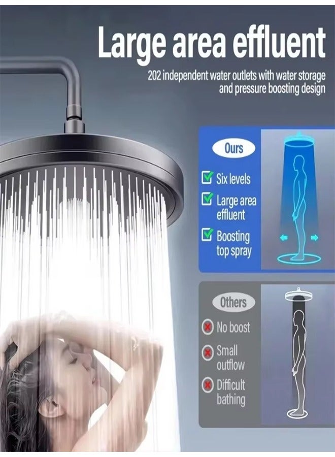 New 230mm Big Panel Showerhead 6 Mode Supercharge Rainfall Shower Head High Pressure Top Rain Shower Faucet Bathroom Accessories  - Image 3