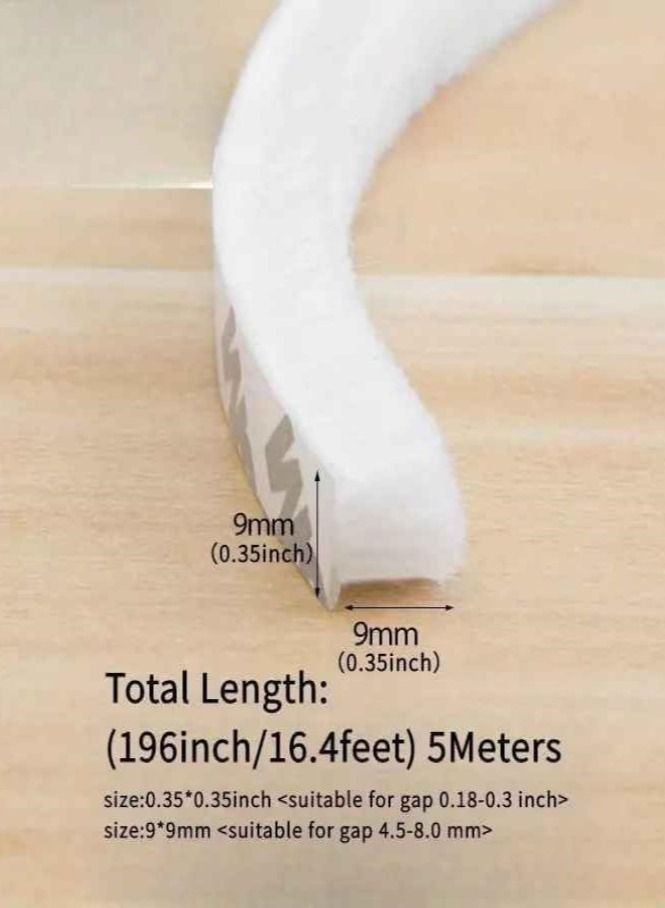 TEGRILO Brush Weather Seal Strip for Sliding Windows/Doors Frame Side,Pile Self Adhesive Weatherstrip Seal Tape for Door Draft Stopper, SoundProof Winter Insulation,Size (9mm*9mm, White)  - Image 3