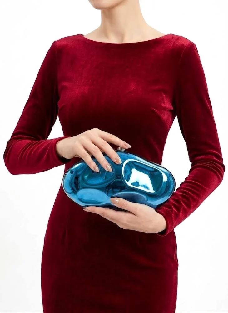Viny Viny Women's Metallic Sculptural Clutch Bag | Modern Molten Hard Shell Evening Purse