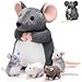 Arrowbash 5 Pcs Mouse Stuffed Animals Set 14 Large Mommy Rat Plush with 4 Small Mouse Babies in Zippered Tummy Stuffed Rat Plush Toys for Kids Girls Boys Valentine Birthday GiftFluffy Style - Image 4