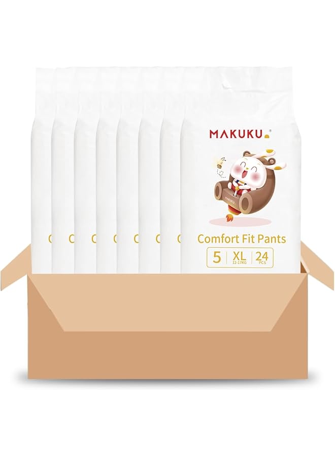 Makuku Baby Comfort Fit Pants Diapers Size 5 X Large Jumbo Pack 192 Diapers - Image 1
