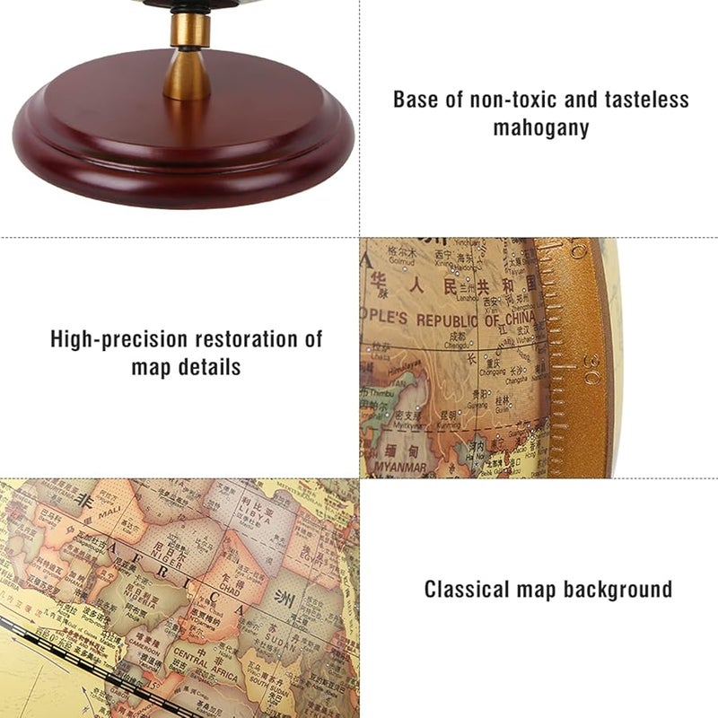 Antique Belt Lamp World Globe 25CM 3D Rotating Desktop Decorative Geography Globe - Image 5