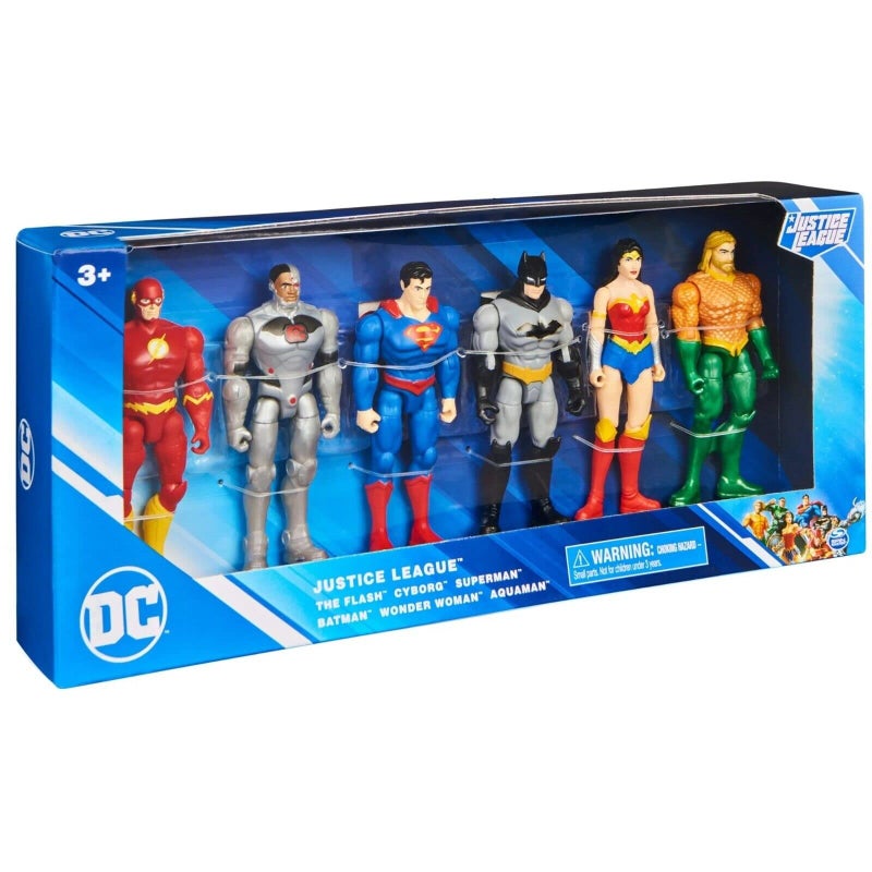 SPIN MASTER DC Justice League Flash, Cyborg, Superman, Batman, Wonder Woman & Aquaman Action Figure 6-Pack - Image 2