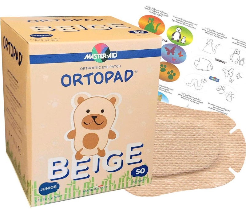 Ortopad Bamboo Beige Eye Patches 50Box Junior Size 02 yrs Stickers Included - Image 2