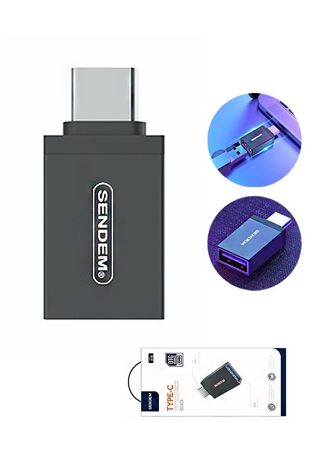 سيندم محولات بيانات OTG، محول عام بواجهة Type-C، نقل بيانات فائق السرعة وشحن سريع (أسود) - Image 1
