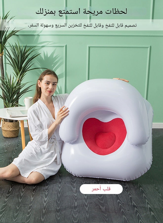 كرسي أريكة قابل للانتفاخ محمول للبالغين أريكة مفردة الكسل قابلة للنفخ غرفة نوم أريكة هوائية قابلة للطي مع كرسي ردهة سميك يتدفق - Image 1