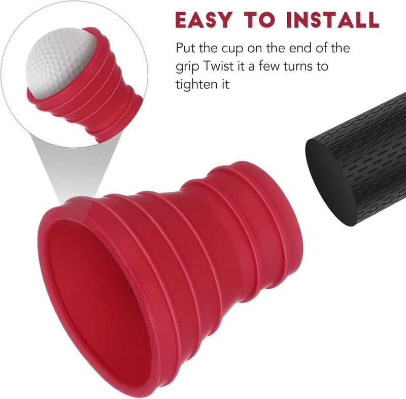 NUOLUX NUOBESTY Golf Pick-up Suction Cup Grabber Rubber Golf Ball Retriever Picker Upper for Putter Tool Accessories (Red) - Image 2