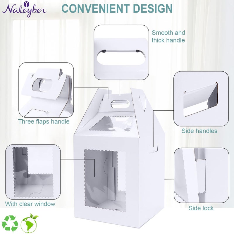 Naleyber Tall Cake Boxes for Tier Cakes with Cake Boards 4 Pack 12x12x14 Inch Large Tiered Cake Carrier Containers with Window for Wedding Birthday Bakery - Image 4