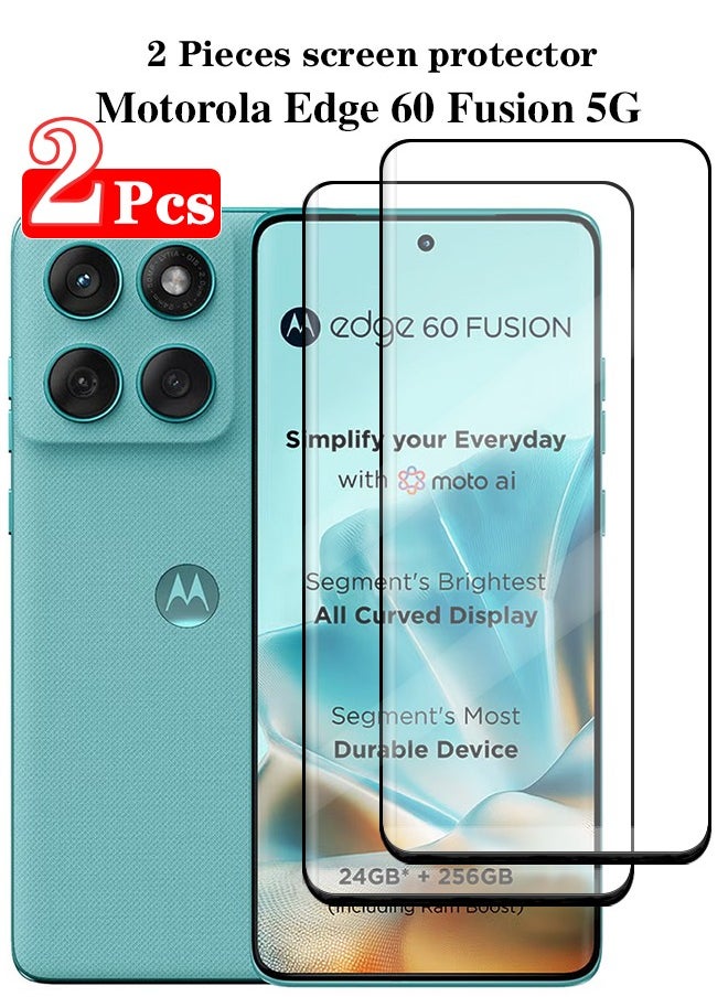 Realfrog - 2 Pieces Full Cover Glass Screen Protector For Motorola Edge 60 Fusion 5G Black/Clear and Screen Protector Accessorie - Image 1