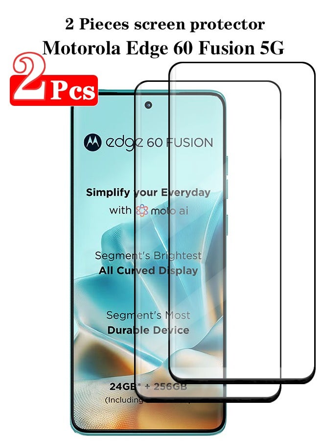 Realfrog - 2 Pieces Full Cover Glass Screen Protector For Motorola Edge 60 Fusion 5G Black/Clear and Screen Protector Accessorie - Image 1