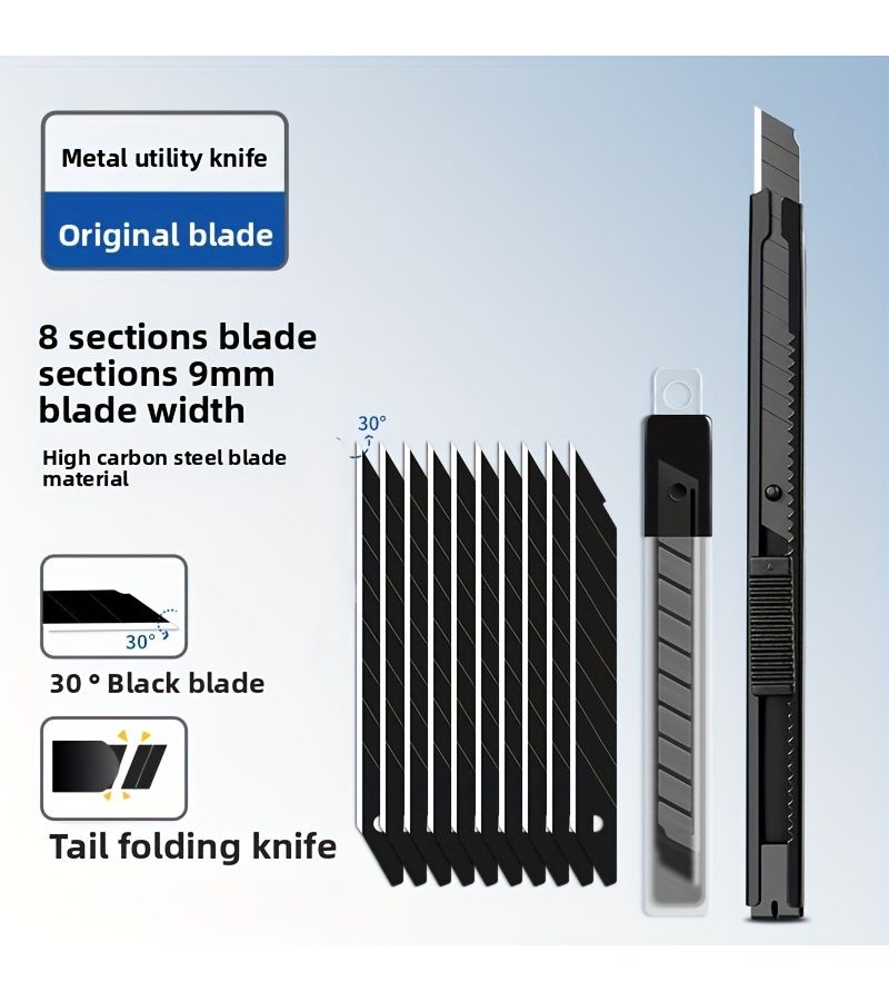 10Pcs Small Utility Blades 0.35 Wide Black 60 Degree Angle Square Blades For Car Wrapping Crafting Office Art Durable Metal Sharp Cutting Tools With Protective Storage Case Precision Cutting Compact Design - Image 4