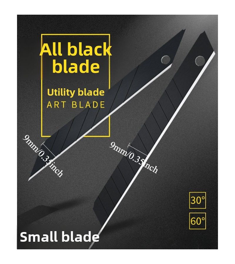10Pcs Small Utility Blades 0.35 Wide Black 60 Degree Angle Square Blades For Car Wrapping Crafting Office Art Durable Metal Sharp Cutting Tools With Protective Storage Case Precision Cutting Compact Design - Image 3