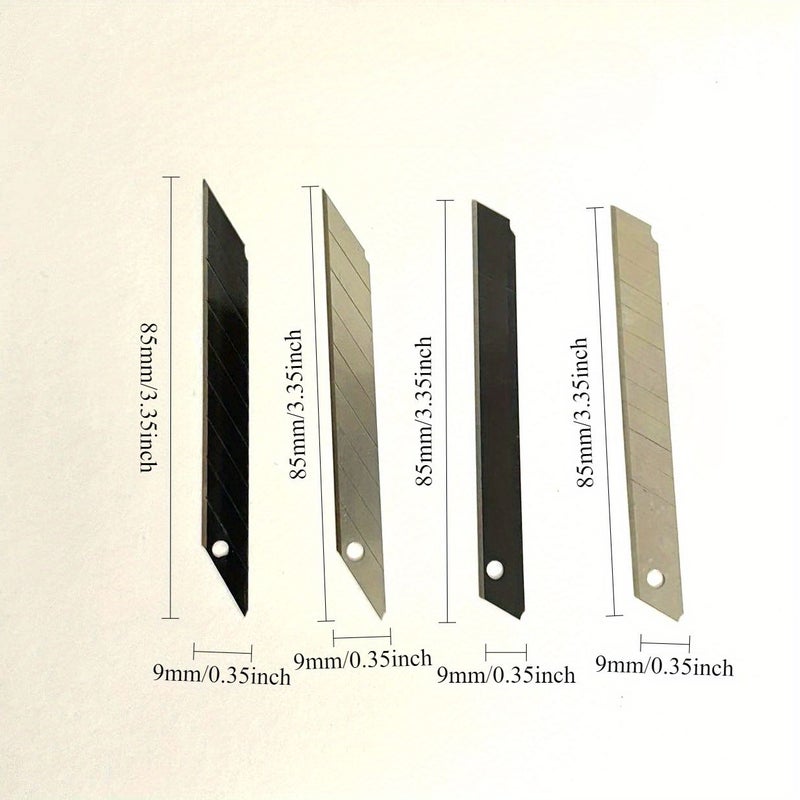 10Pcs Small Utility Blades 0.35 Wide Black 60 Degree Angle Square Blades For Car Wrapping Crafting Office Art Durable Metal Sharp Cutting Tools With Protective Storage Case Precision Cutting Compact Design - Image 2
