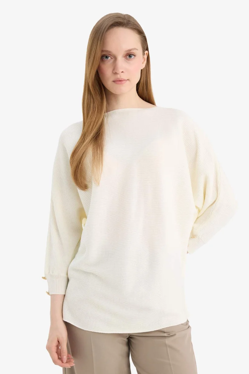 ديفاكتو Boat Neck Knit Pullover