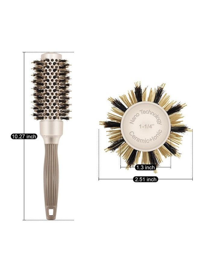 BANGMENG Round Brush With Boar Bristles Nano Thermal Ceramic Ionic Round Barrel Hair Brush | For Extra Shine | Enhance Texture For Straightening Curling & Drying (1.3 Inch Barrel 2.5 Inch With Bristles)  - Image 3