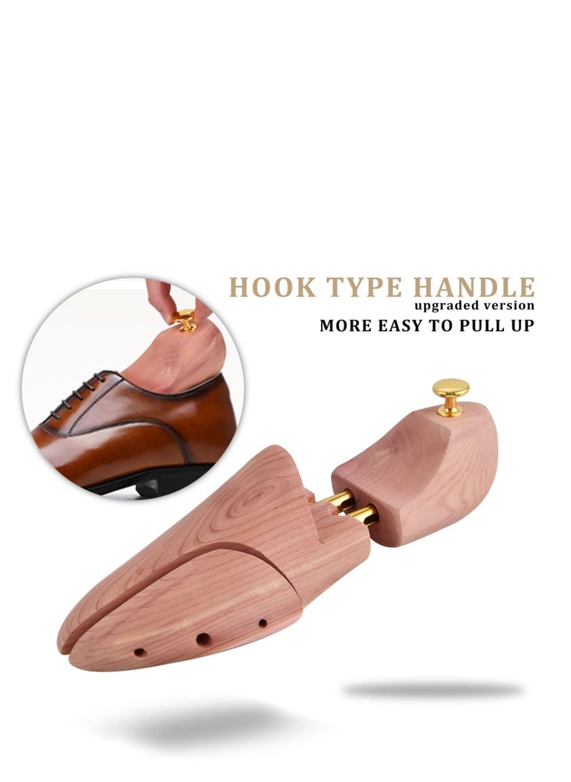SYOSI - SYOSI Cedar Shoe Tree for Men Women Red Cedar Wooden Shoe Trees with Twin Tubes Wide Heel Women's Adjustable Shoe Tree Split Toe Cedar Boot Tree Adjustable Wood Shoe Tree Crease Protector 2 Packs - Image 1