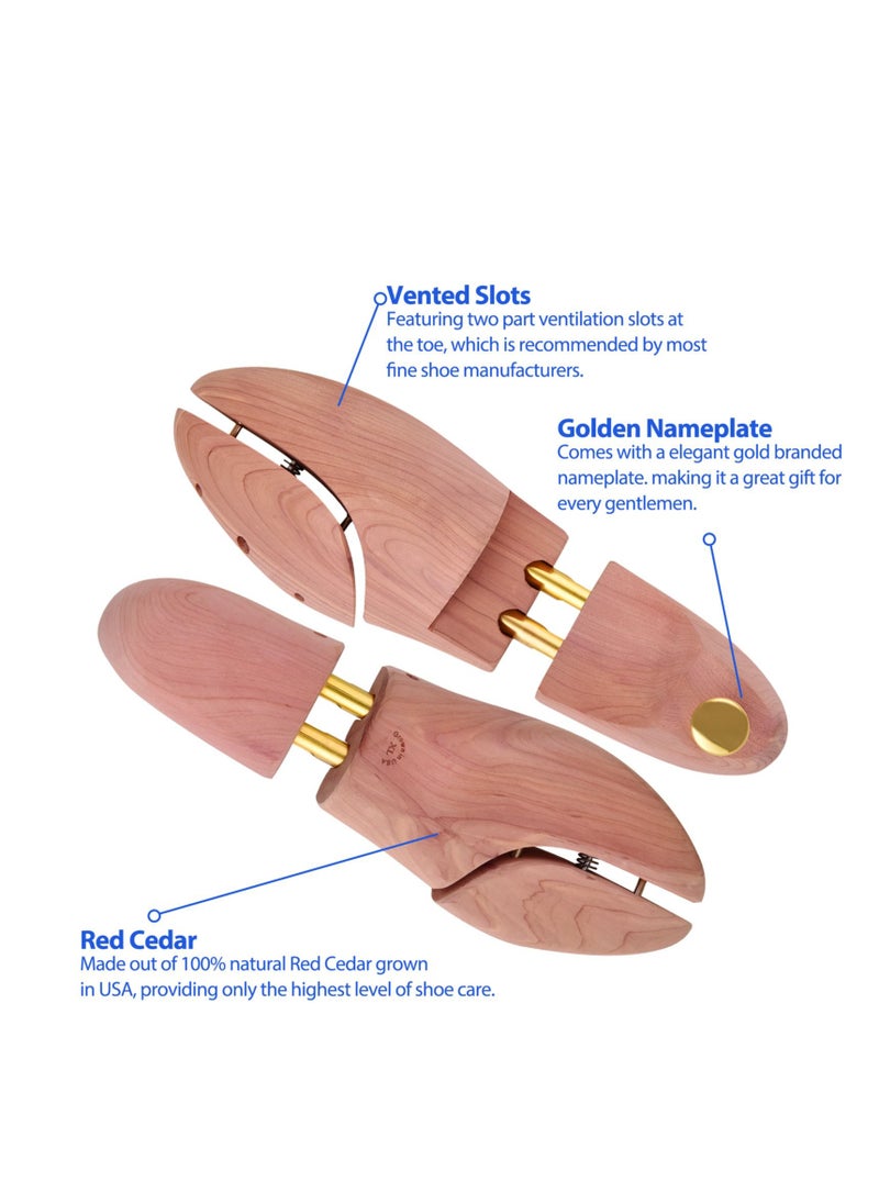 SYOSI - SYOSI Cedar Shoe Tree for Men Women Red Cedar Wooden Shoe Trees with Twin Tubes Wide Heel Women's Adjustable Shoe Tree Split Toe Cedar Boot Tree Adjustable Wood Shoe Tree Crease Protector 2 Packs - Image 1