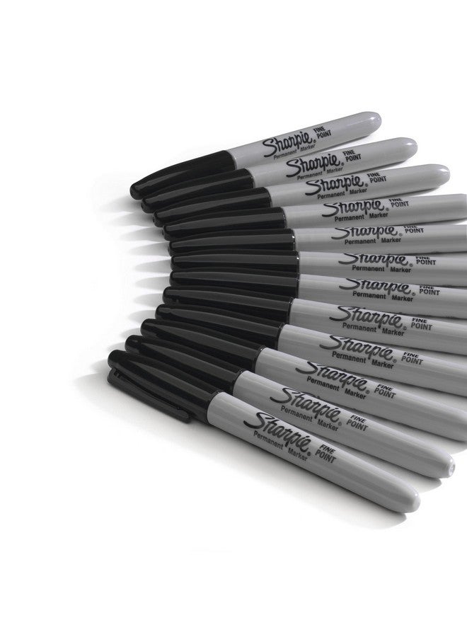 شاربي مجموعة أقلام تحديد دائمة، مجموعة أقلام تحديد ذات رأس رفيع، أقلام تحديد للبلاستيك والمعادن والخشب والمزيد، باللون الأسود، 36 قطعة - Image 5