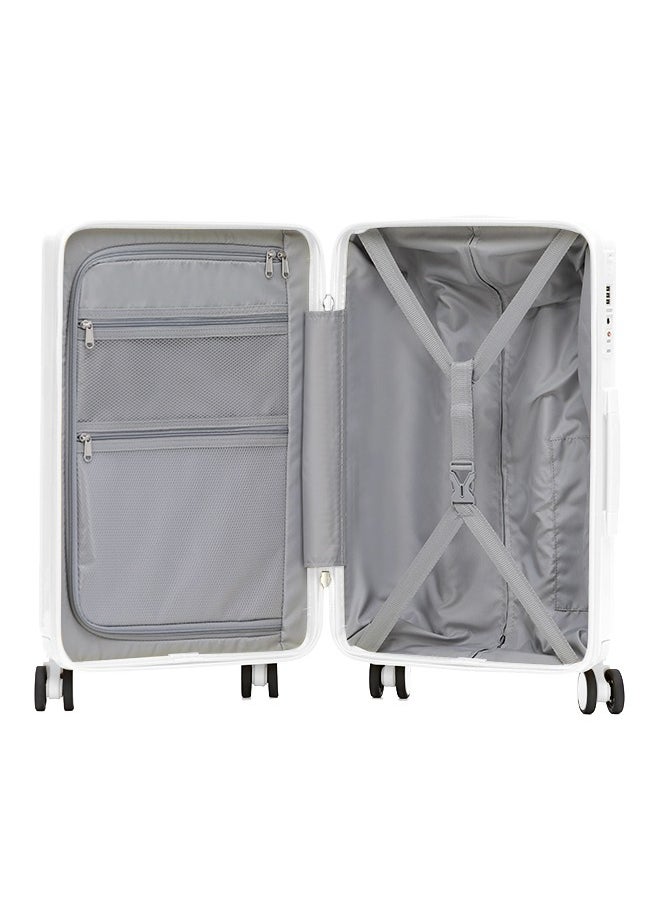 LIGHTGO - LIGHTGO 7624 white color 28" Suitcase large size luggage check in luggage with TSA Lock travel case YKK zipper with power bank pocket 100% PC light weight luggage - Image 1