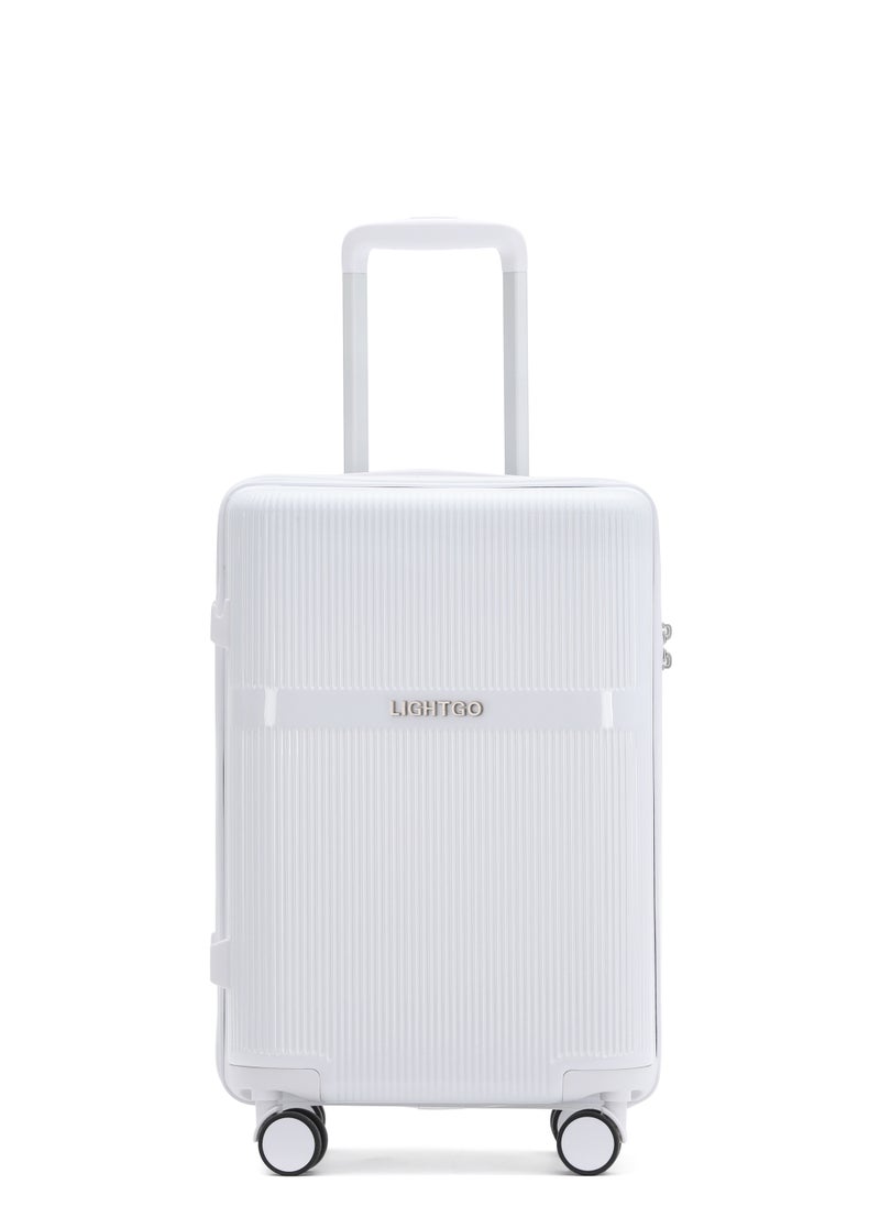LIGHTGO - LIGHTGO 7624 white color 28" Suitcase large size luggage check in luggage with TSA Lock travel case YKK zipper with power bank pocket 100% PC light weight luggage - Image 1