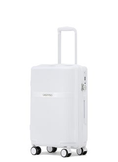 LIGHTGO 7624 white color 28" Suitcase large size luggage check in luggage with TSA Lock travel case YKK zipper with power bank pocket 100% PC light weight luggage