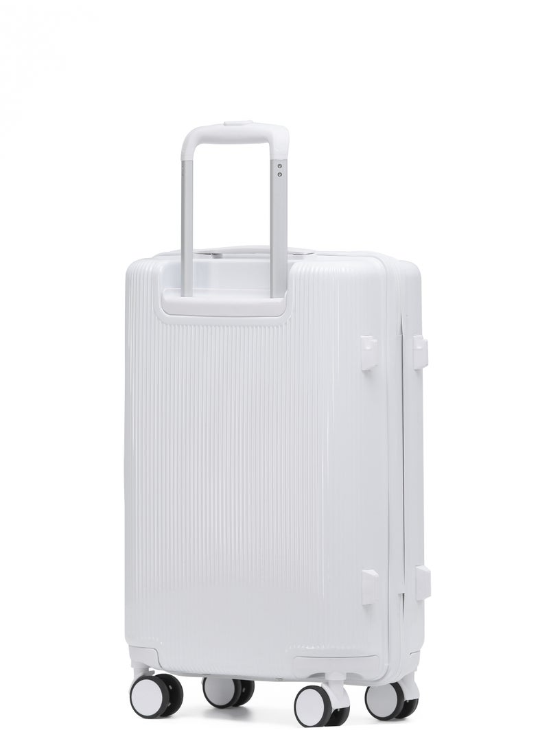 LIGHTGO - LIGHTGO 7624 white color 28" Suitcase large size luggage check in luggage with TSA Lock travel case YKK zipper with power bank pocket 100% PC light weight luggage - Image 1