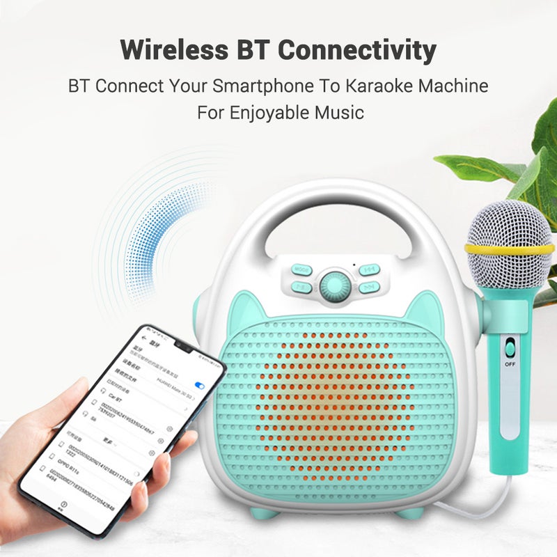 Karaoke Machine Rechargeable Portable Karaoke Speaker with Microphone BT/Memory Card/USB Connectivity Lights for Boys Girls - Image 5