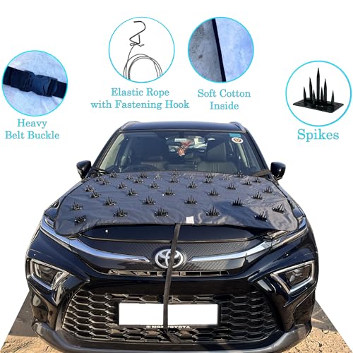 AUTOUNIKO Waterproof Spike Bonnet Car Cover for Toyota Hilux for Dogs & Monkeys Complete Protection from Street Dogs & Monkeys Compatible with All Hatchback,Sedan and SUV Cars Universal Size - Image 2