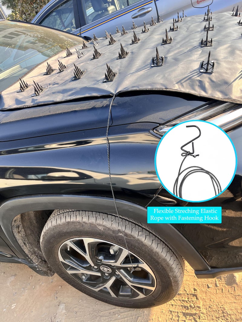 AUTOUNIKO Waterproof Spike Bonnet Car Cover for Toyota Hilux for Dogs & Monkeys Complete Protection from Street Dogs & Monkeys Compatible with All Hatchback,Sedan and SUV Cars Universal Size - Image 5