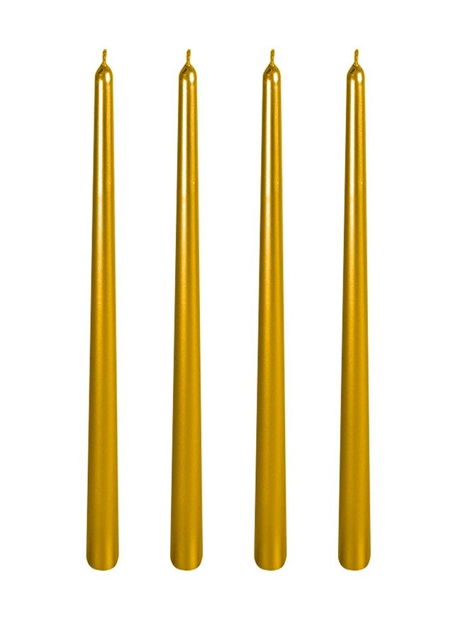 Wrcevtor10 inch Taper Candles Set of 4 |7.5 hrs Clean Burning Unscented, for Wedding, Parties,Home Decor and Special Occasions,Long Candle Sticks, Spiral Candle Christmas Candles(10 INCH, Gold) - Image 1
