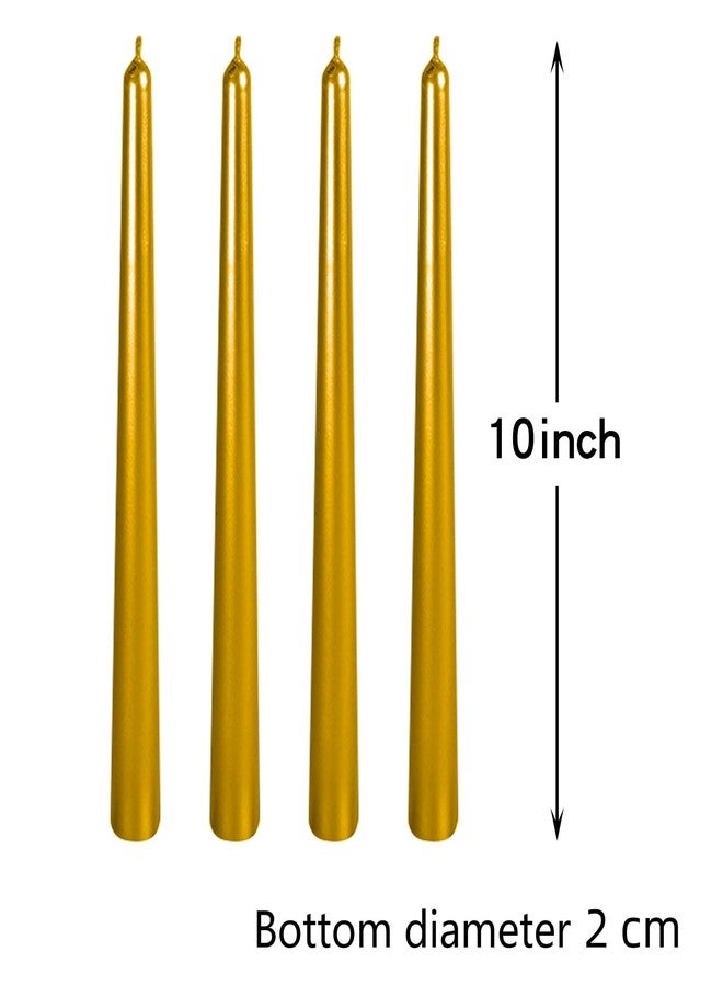 Wrcevtor10 inch Taper Candles Set of 4 |7.5 hrs Clean Burning Unscented, for Wedding, Parties,Home Decor and Special Occasions,Long Candle Sticks, Spiral Candle Christmas Candles(10 INCH, Gold) - Image 2