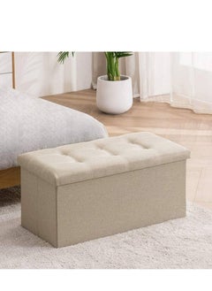 30 inches Storage Ottoman Cube Foldable Boxes Footrest Step Stool Padded Seat for Dorm Living Room Support 350lbs Line Fabric (Beige) - pzsku/ZCFA723E003D9ED3FFAF1Z/45/_/1713435416/317da8e4-ccd6-4586-b9ab-7e4e362c2f49