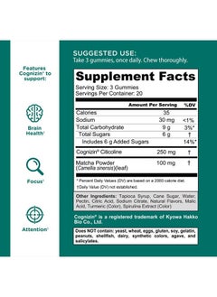 Goli Matcha Mind Gummies - 60 Count - Green Tea Leaves Powder with Cognizin for Focus, Attention and Brain Health, Vegan, Non-GMO, Gluten-Free & Gelatin Free.  - Image 3