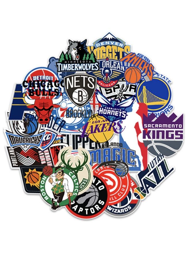 31-Piece NBA Teams Waterproof Doodles Sticker Set - Image 2