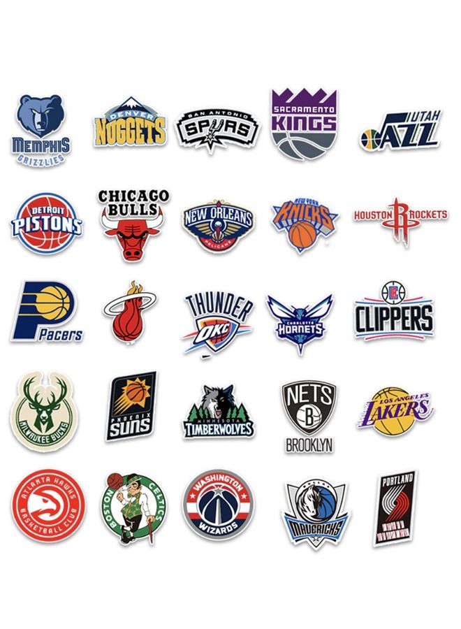 31-Piece NBA Teams Waterproof Doodles Sticker Set - Image 5