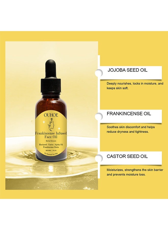 OUHOE - Frankincense Infused Face Oil,Organic Black Seed Castor & Jojoba Oils,Frankincense Resin Oil Essential,Cold Pressed Serum Anti-Aging Wrinkle 30ML - Image 1