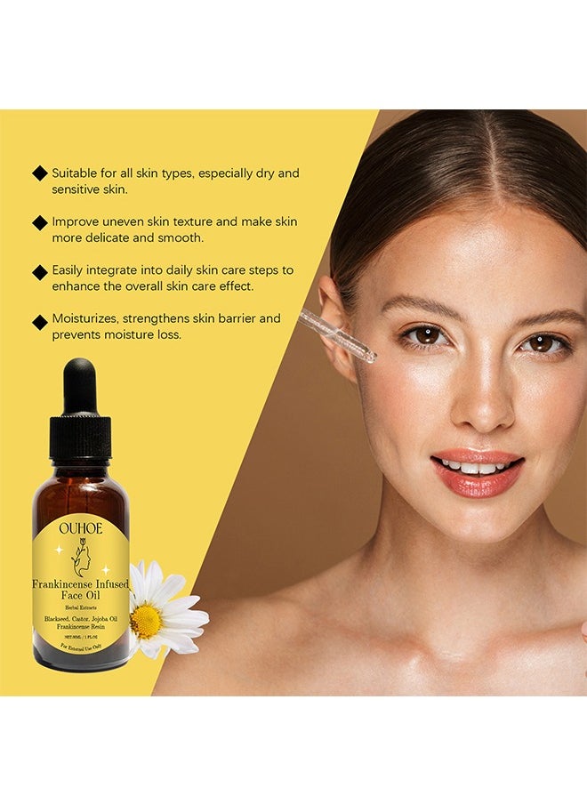 OUHOE - Frankincense Infused Face Oil,Organic Black Seed Castor & Jojoba Oils,Frankincense Resin Oil Essential,Cold Pressed Serum Anti-Aging Wrinkle 30ML - Image 1