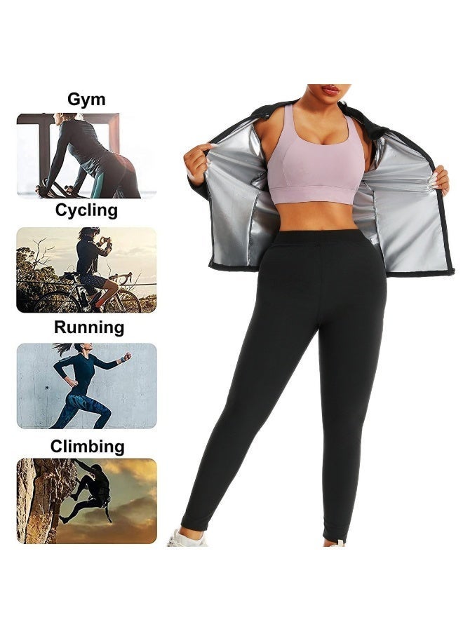 جي آر كيه سي بدلة ساونا نسائية للتعرق مع سترة وبنطال طويل للياقة البدنية وخسارة الوزن - Image 4