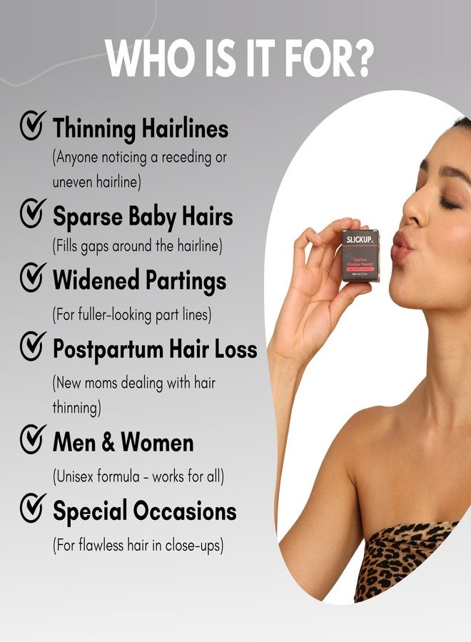 SLICKUP Hairline Shadow Powder for Root Touch Up | Instant Hair Colour Stick for Grey Hair Coverage | Temporary Hair Powder for Thinning Hair, Bald Spots & Hairline | Natural Finish - Image 4