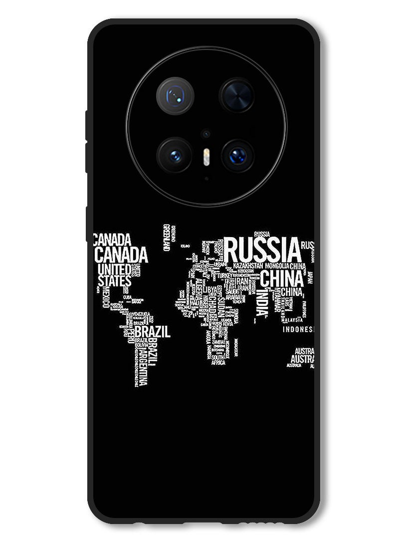 Theodor Case Compatible with Huawei Mate 70 Pro/ 70 Pro + Protection Shockproof Bumper Cover Written World Map - Image 1