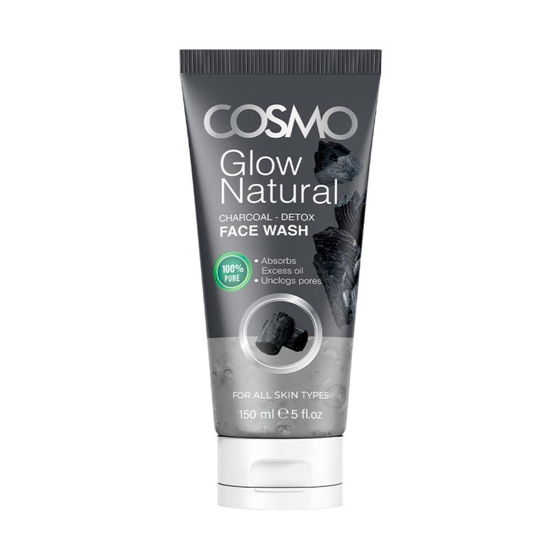 COSMO Glow Natural Charcoal Detox Face Wash 150ml, a Deep-pore Cleansing Wash to Clarify & Purify Skin, for All Skin Types - Image 1
