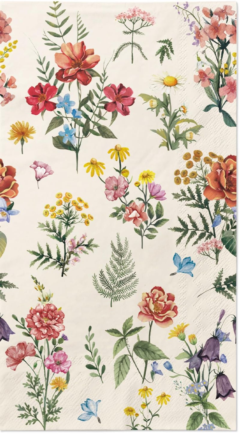 LINHAXM 100 Flower Napkins Watercolor Floral Vintage Wild Flower Disposable Hand Towels Decorative Paper Guest for Bathroom Toilet Powder Room Wedding Birthday Bridal Party Decor - Image 1