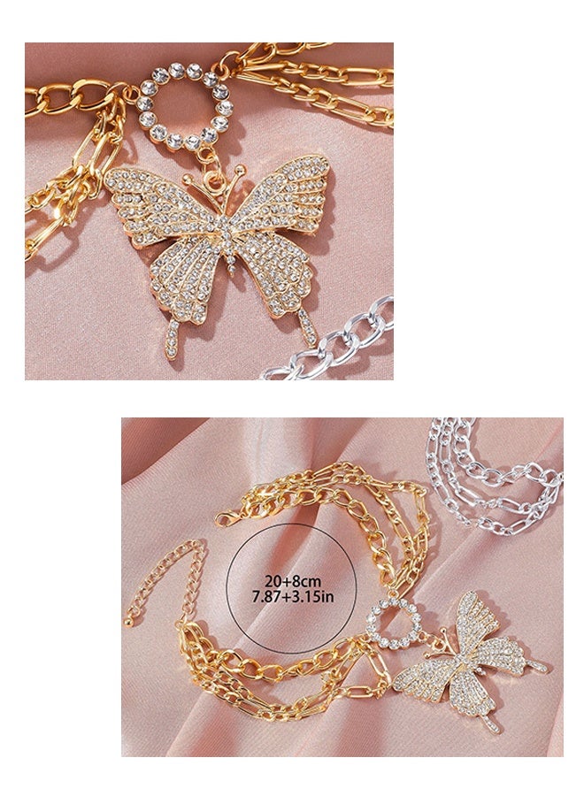 KANGLI Elegant and Luxurious High Quality Multi Layer Rhinestone Butterfly Pendant Anklet - Image 3
